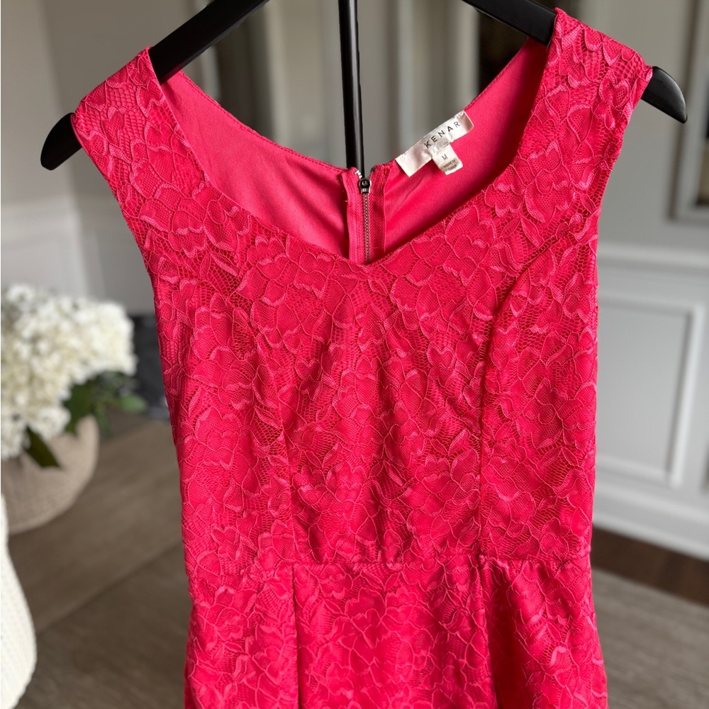 Elegant bright pink Lace peplum top